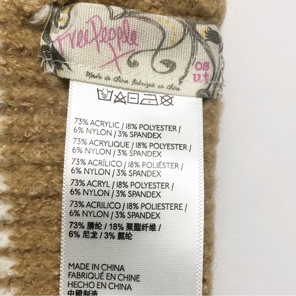 Free People | Tan & Cream Ribbed Cuffed Beanie Hat Neutral - Picture 4 of 4